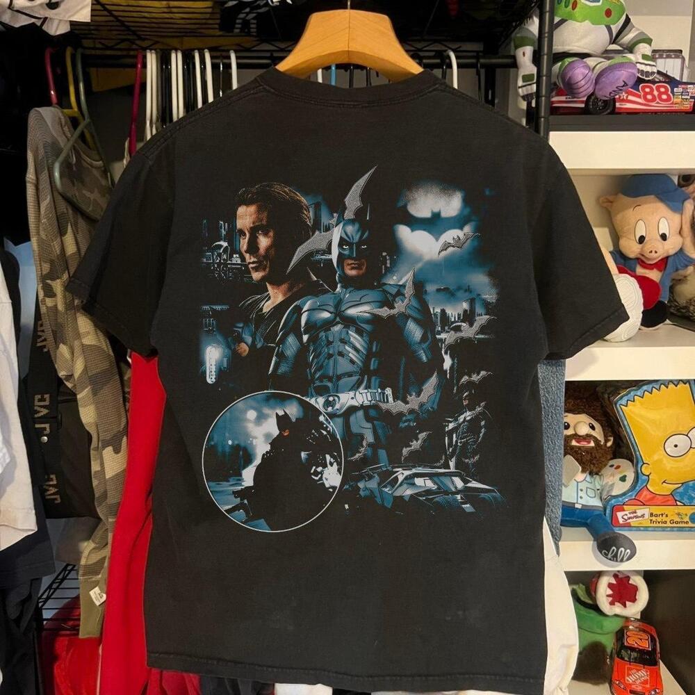 Batman The Dark Knight Christian Bale Movie Promo Retro Black T-Shirt